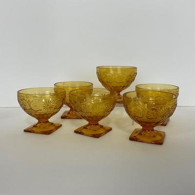 -254- GLASSWARE | Amber Daisy Indiana Glass Co. | Sherbets