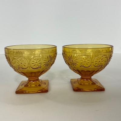 -254- GLASSWARE | Amber Daisy Indiana Glass Co. | Sherbets