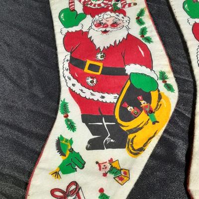 Vintage Christmas felt stockings, Bear lights, vintage ornaments and more
