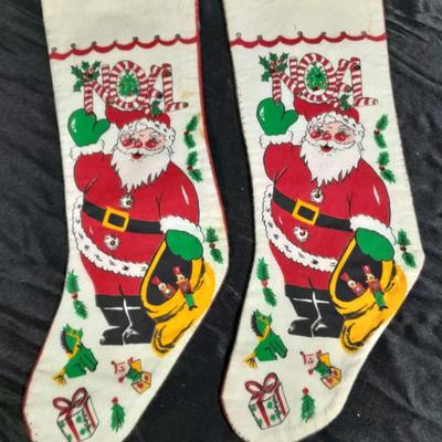 Vintage Christmas felt stockings, Bear lights, vintage ornaments and more
