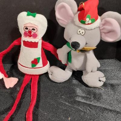 Vintage Christmas felt stockings, Bear lights, vintage ornaments and more