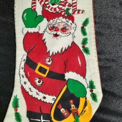 Vintage Christmas felt stockings, Bear lights, vintage ornaments and more