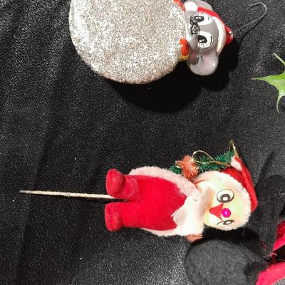 Vintage Christmas felt stockings, Bear lights, vintage ornaments and more