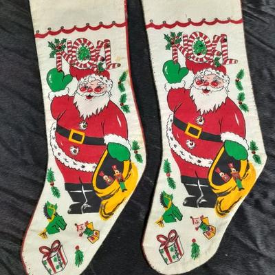 Vintage Christmas felt stockings, Bear lights, vintage ornaments and more