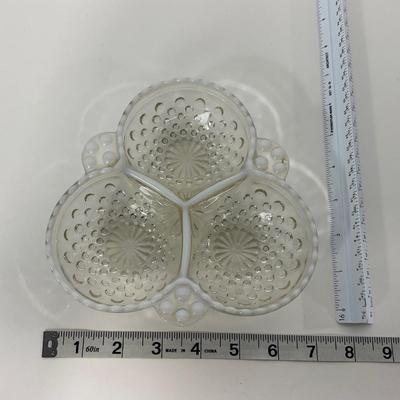 -257- GLASSWARE | Moonstone Anchor Hocking Glass Co. | Divided Dish & Dish
