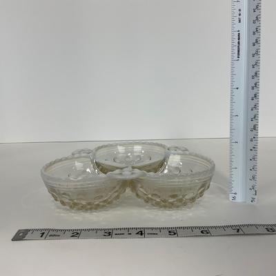 -257- GLASSWARE | Moonstone Anchor Hocking Glass Co. | Divided Dish & Dish