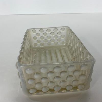 -257- GLASSWARE | Moonstone Anchor Hocking Glass Co. | Divided Dish & Dish