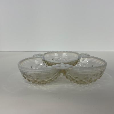 -257- GLASSWARE | Moonstone Anchor Hocking Glass Co. | Divided Dish & Dish