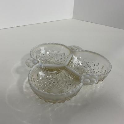 -257- GLASSWARE | Moonstone Anchor Hocking Glass Co. | Divided Dish & Dish