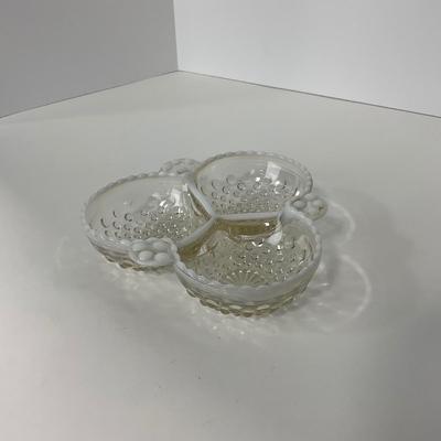-257- GLASSWARE | Moonstone Anchor Hocking Glass Co. | Divided Dish & Dish