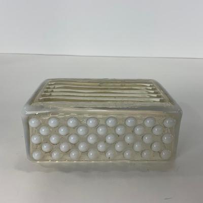 -257- GLASSWARE | Moonstone Anchor Hocking Glass Co. | Divided Dish & Dish