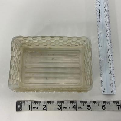 -257- GLASSWARE | Moonstone Anchor Hocking Glass Co. | Divided Dish & Dish
