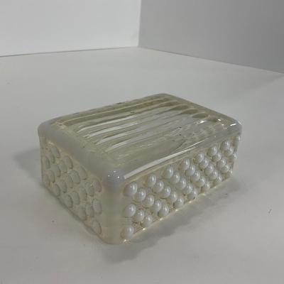 -257- GLASSWARE | Moonstone Anchor Hocking Glass Co. | Divided Dish & Dish