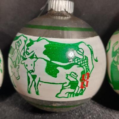 Vintage and rare 12 day's of Christmas Shiny Brite glass ornaments / bulbs and stenciled Shiny Brite glass bulbs