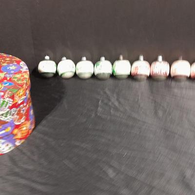 Vintage and rare 12 day's of Christmas Shiny Brite glass ornaments / bulbs and stenciled Shiny Brite glass bulbs