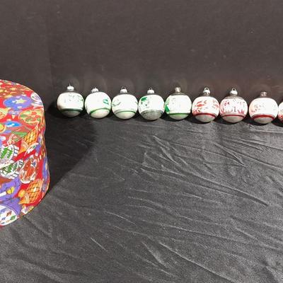 Vintage and rare 12 day's of Christmas Shiny Brite glass ornaments / bulbs and stenciled Shiny Brite glass bulbs