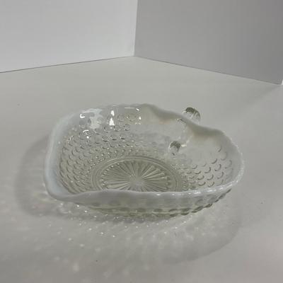 -258- GLASSWARE | Moonstone Anchor Hocking Glass Co. | Dish & Divided Dish
