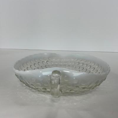 -258- GLASSWARE | Moonstone Anchor Hocking Glass Co. | Dish & Divided Dish