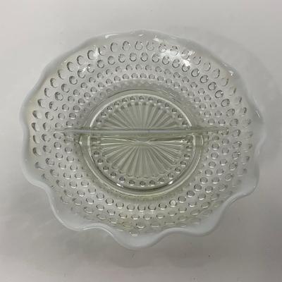 -258- GLASSWARE | Moonstone Anchor Hocking Glass Co. | Dish & Divided Dish