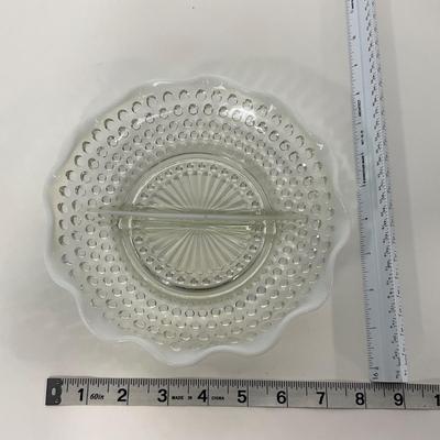 -258- GLASSWARE | Moonstone Anchor Hocking Glass Co. | Dish & Divided Dish