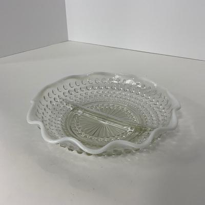 -258- GLASSWARE | Moonstone Anchor Hocking Glass Co. | Dish & Divided Dish