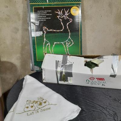 Indoor Outdoor Light up reindeer,4.5' Doulas Fir faux Christmas tree and Tree skirt