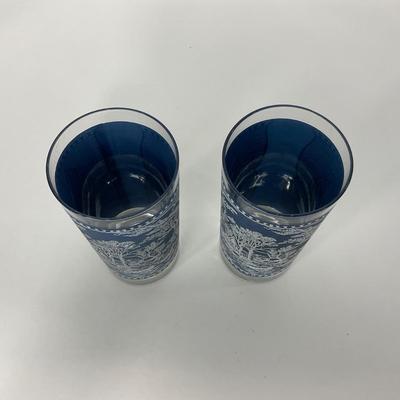 -259- GLASSWARE | Currier & Ives Old Mill Dark Blue | Drinking Glasses