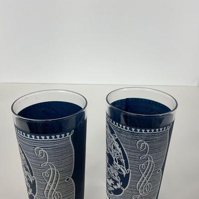 -259- GLASSWARE | Currier & Ives Old Mill Dark Blue | Drinking Glasses