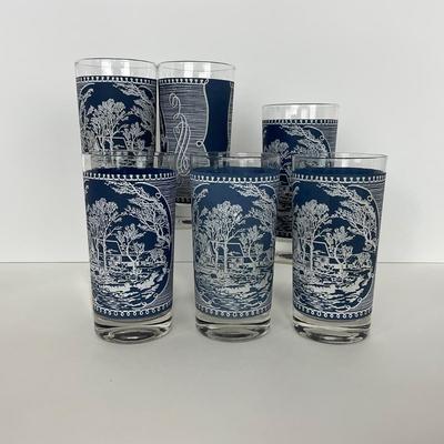 -259- GLASSWARE | Currier & Ives Old Mill Dark Blue | Drinking Glasses
