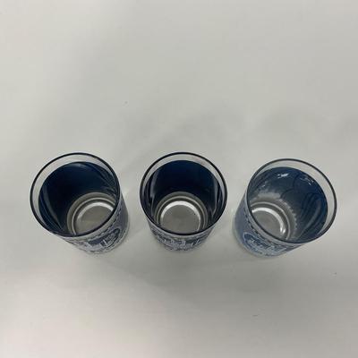 -260- GLASSWARE | Currier & Ives Old Mill Dark Blue Drinking & Juice Glasses