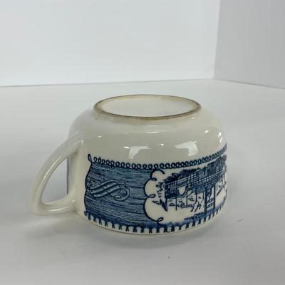 -263- GLASSWARE | Currier & Ives | Covered Sugar, Creamer, Salt & Pepper Shakers