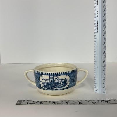 -263- GLASSWARE | Currier & Ives | Covered Sugar, Creamer, Salt & Pepper Shakers