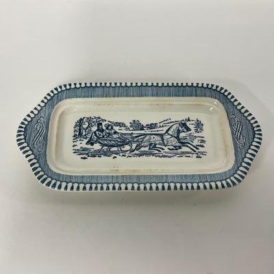 -265- GLASSWARE | Currier & Ives | Covered Sugar, Creamer, Salt & Pepper Shaker