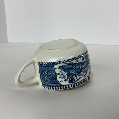 -265- GLASSWARE | Currier & Ives | Covered Sugar, Creamer, Salt & Pepper Shaker