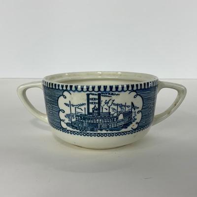 -265- GLASSWARE | Currier & Ives | Covered Sugar, Creamer, Salt & Pepper Shaker