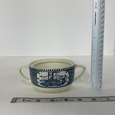 -265- GLASSWARE | Currier & Ives | Covered Sugar, Creamer, Salt & Pepper Shaker