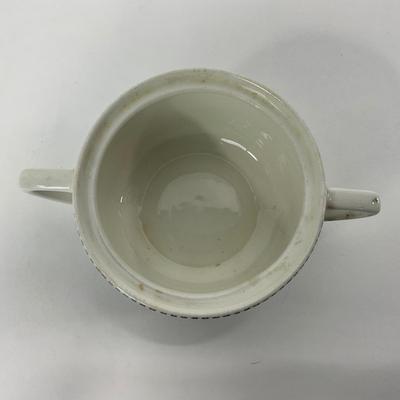 -265- GLASSWARE | Currier & Ives | Covered Sugar, Creamer, Salt & Pepper Shaker