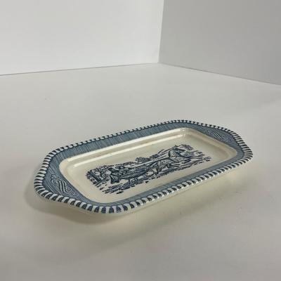 -265- GLASSWARE | Currier & Ives | Covered Sugar, Creamer, Salt & Pepper Shaker