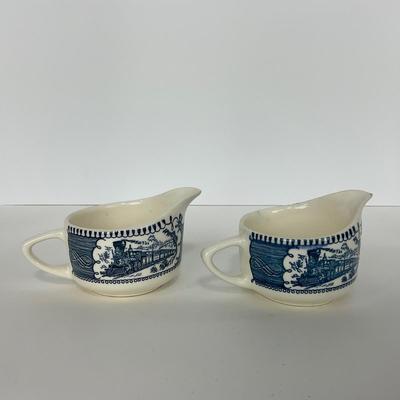-266- GLASSWARE | Currier & Ives | Creamers