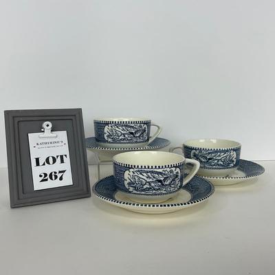 -267- GLASSWARE | Currier & Ives | Cups & Saucers