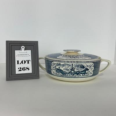 -268- GLASSWARE | Currier & Ives | Covered Casserole Dish