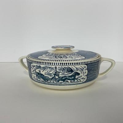 -268- GLASSWARE | Currier & Ives | Covered Casserole Dish
