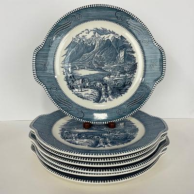 -269- GLASSWARE | Currier & Ives Two Handled Platters
