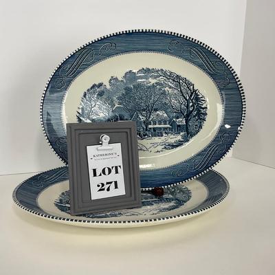 -271- GLASSWARE | Currier & Ives Long Large Platters