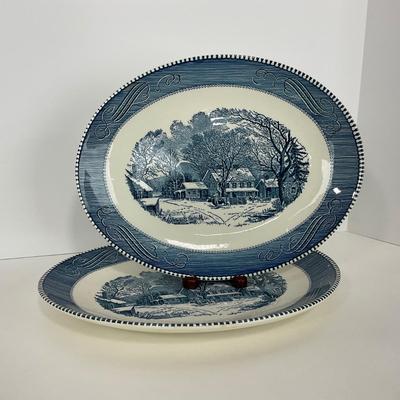 -271- GLASSWARE | Currier & Ives Long Large Platters