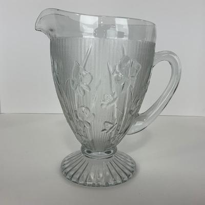 -272- GLASSWARE | Iris & Herringbone Jeanette Glass Co. | Pitcher, Tumbler, & Cordial