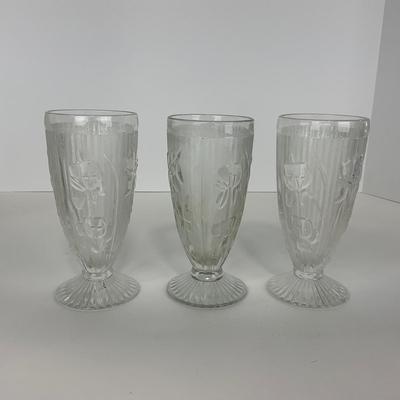-272- GLASSWARE | Iris & Herringbone Jeanette Glass Co. | Pitcher, Tumbler, & Cordial