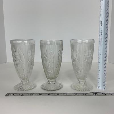 -272- GLASSWARE | Iris & Herringbone Jeanette Glass Co. | Pitcher, Tumbler, & Cordial