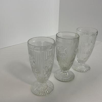-272- GLASSWARE | Iris & Herringbone Jeanette Glass Co. | Pitcher, Tumbler, & Cordial