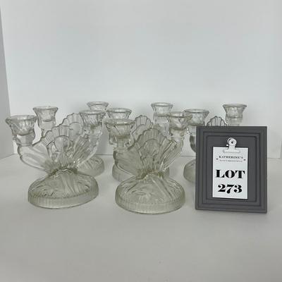 -273- GLASSWARE | Iris & Herringbone Jeanette Glass Co. | Candlesticks